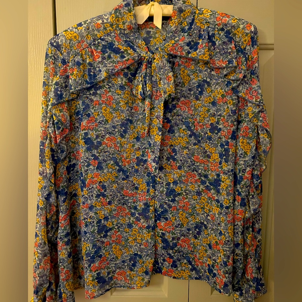 Zara, L, Floral Mini Print, Bow Front, Ruffles